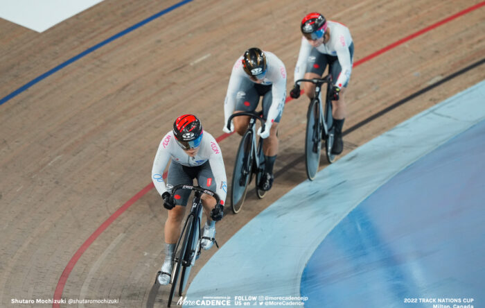 〜2022年のフォト 梅川風子 UMEKAWA Fuko, 太田りゆ OHTA Riyu, 佐藤水菜 SATO Mina, JPN - Japan, Women's Team Sprint, 2022 Track Nations Cup, Milton, Canada