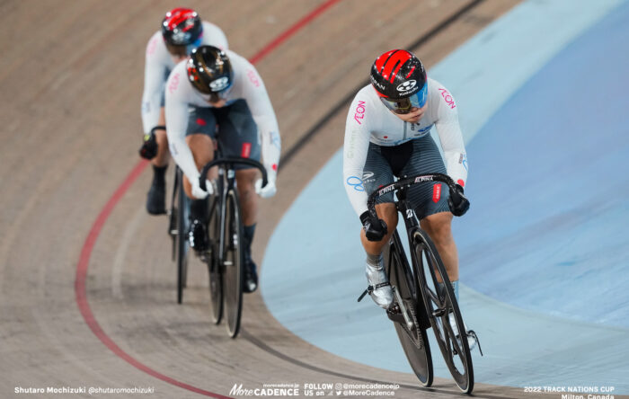 〜2022年のフォト 梅川風子 UMEKAWA Fuko, 太田りゆ OHTA Riyu, 佐藤水菜 SATO Mina, JPN - Japan, Women's Team Sprint, 2022 Track Nations Cup, Milton, Canada