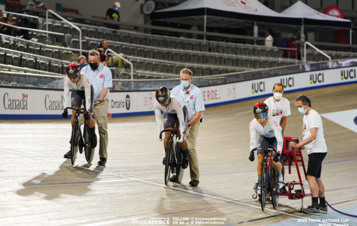 〜2022年のフォト 梅川風子 UMEKAWA Fuko, 太田りゆ OHTA Riyu, 佐藤水菜 SATO Mina, JPN - Japan, Women's Team Sprint, 2022 Track Nations Cup, Milton, Canada