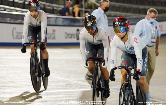 〜2022年のフォト 梅川風子 UMEKAWA Fuko, 太田りゆ OHTA Riyu, 佐藤水菜 SATO Mina, JPN - Japan, Women's Team Sprint, 2022 Track Nations Cup, Milton, Canada