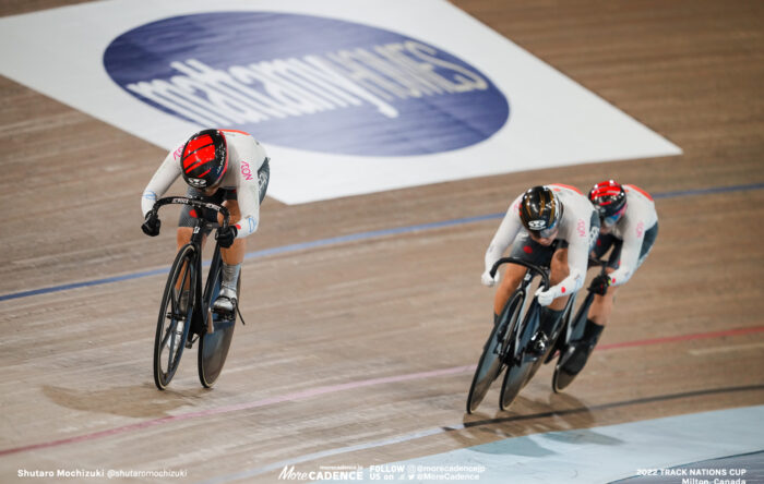 〜2022年のフォト 梅川風子 UMEKAWA Fuko, 太田りゆ OHTA Riyu, 佐藤水菜 SATO Mina, JPN - Japan, Women's Team Sprint, 2022 Track Nations Cup, Milton, Canada